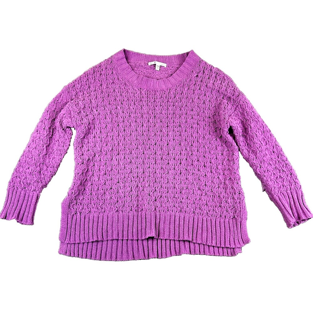 Seven 7 Women's M Purple Croquet Sweater Cottage Core Coquette Side Slits Casual